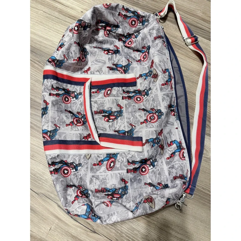 Pottery Barn Kids Marvel Captain America Duffle Bag Comic Print Travel Gym Bag